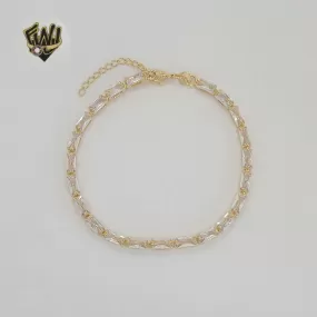 (1-0516-1) Gold Laminate - 3mm Zircon Link Bracelet - 7 - BGF