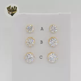 (1-1086) Gold Laminate - Zircon Stud Earrings - BGF