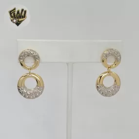 (1-1209-7) Gold Laminate - Two Tones Long Earrings - BGO