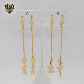 (1-1235-2) Gold Laminate - Long Earrings - BGF