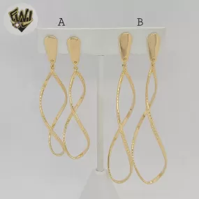 (1-1240) Gold Laminate - Long Carved Earrings - BGF