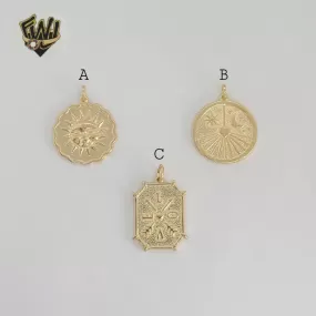 (1-2418) Gold Laminate - Chunky Medal Pendants - BGF