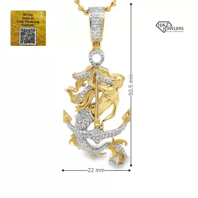 10K Gold 0.32 CTW Diamond Mermaid Anchor Charm