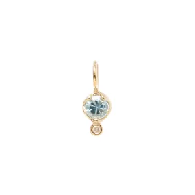 10K Gold Aquamarine Birthstone Charm with Diamond Drop