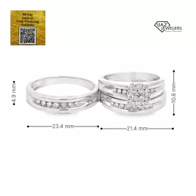 10K White Gold 0.25 CTW Diamond Wedding Trio Set