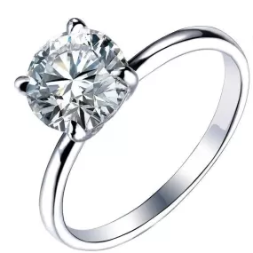 14k White Gold Solitaire Moissanite Ring 1.5ct