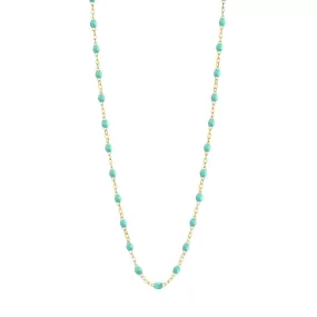 18K Gold Blue Lagoon Resin Beaded Classic Necklace