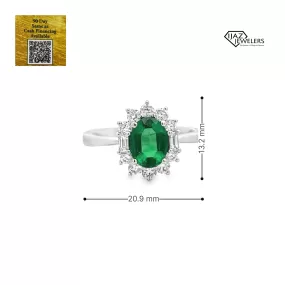 18K White Gold Diamond Emerald Ring