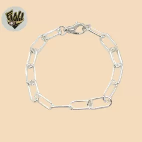 (2-0348) 925 Sterling Silver - 7.5mm Paper Clip Link Bracelet.