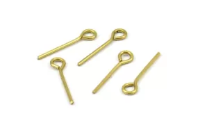 20mm Eye Pin, 100 Raw Brass Eye Pins, Findings (20x1mm) BS 2277