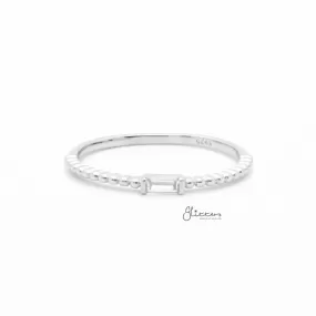 2mm Baguette Cut CZ Sterling Silver Ring