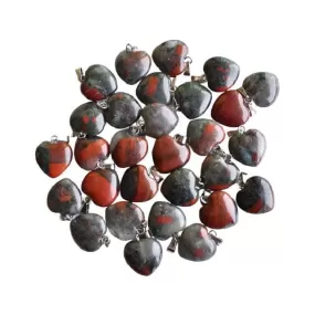 50pcs/Set Love Heart Bloodstone Pendants