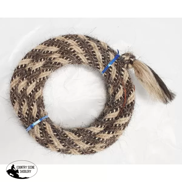 5/8" Horsehair Mecate, Grey and White w/Black Accents