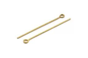 60mm Eye Pin, 25 Raw Brass Eye Pins, Findings (60x1.2mm) BS 2217