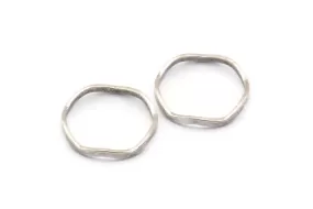 Antique Silver Circle Rings, 24 Antique Silver Plated Brass Wavy Circle Rings, Charms (16.5x0.80x1.5mm) BS 1759 H0559