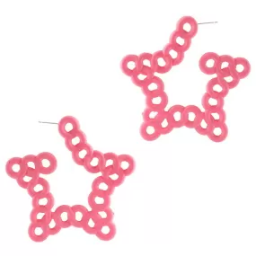 Barbie Theme Metal Link Star Hoop Earrings