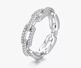 Chain Link Diamond 925 Sterling Silver Ring