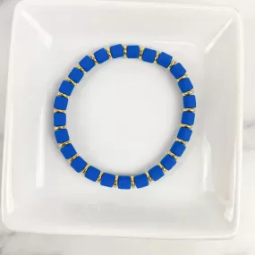 Clay Tube Bracelets with Disc 6mm Royal Blue