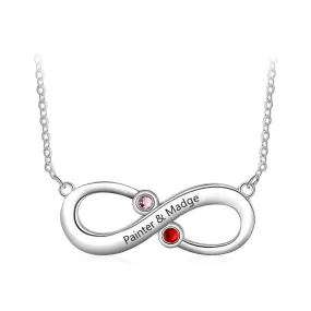 Customized 2 Stones 2 Names Infinity Love Necklace