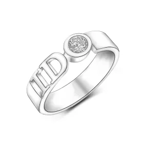 CZ I Do Silver Couple Commitment Rings for Her