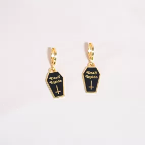 Dead Inside Coffin Huggie Hoop Earrings