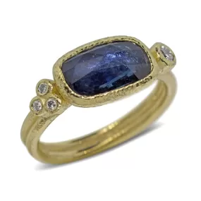 Delicate Double Band Free form Sapphire Ring