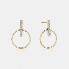 Diamond Bar Circular Earrings