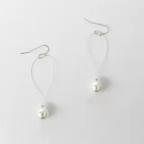 Drop Pearl Earrings - Silver