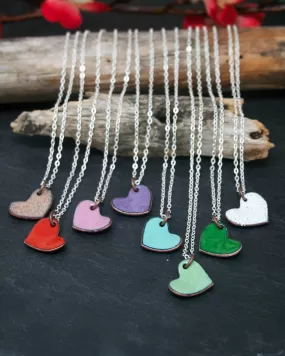 Enamel heart necklaces