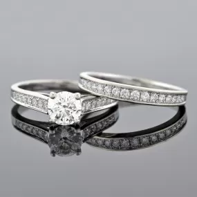 Estate 18kt Diamond Engagement Ring   Band Set 1.02ct center