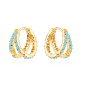 Fashion Double Row Zircon Huggie Earrings