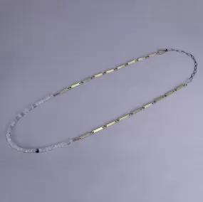 Flat Brass Bar and Bead Necklace by Eric Silva