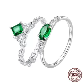 Floral Emerald 925 Sterling Silver Ring