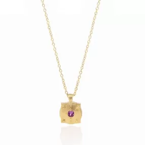 Gold Pillow Necklace with Pink Sapphire