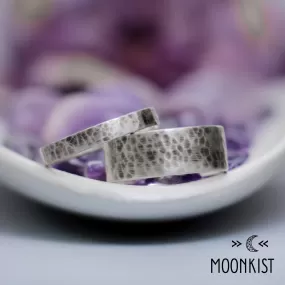 Hammered Silver Wedding Ring Set | Moonkist Designs