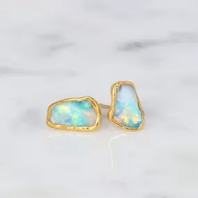 Large Raw Australian Opal Stud Earrings