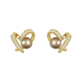 Luxury Elegant Heart Pearl Stud Earrings