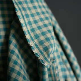 Maria Teal Linen Cotton Gingham Fabric