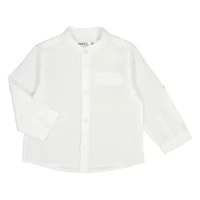 Mayoral Baby White Long Sleeve Mandarin Linen Shirt_ 1115-10