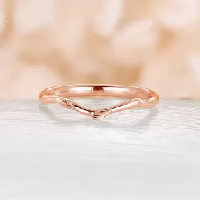 Nature inspired Leaf Curved Wedding Band Rose Gold