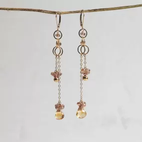 Nude - Citrine and Color Change Garnet Gold Drop Earrings