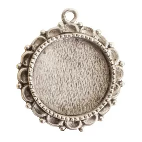 Nunn Design-Bezel-32mm Ornate Large Pendant Circle-Single Loop-Antique Silver-Quantity 1