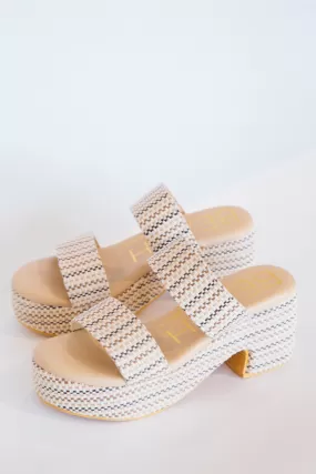 Ocean Ave Platform Demi Wedge, Ivory Mosaic | Beach by Matisse