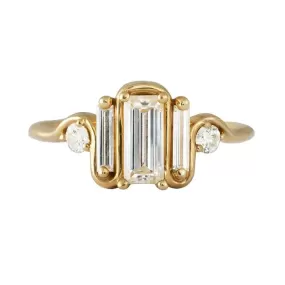 ORDER ONLY: 18K Gold Triple Baguette Diamond Wave Ring