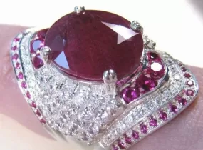 Oval Ruby Rhinestones Silver Ring