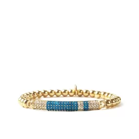 Pave Gold & Teal Beaded Bracelet