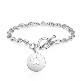 Personalized Pet Paw Charm Bracelets for Women Customize Name Engraved Link Chain Bracelet Christmas Gifts for Mother