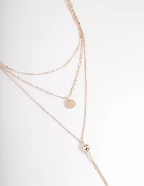 Rose Gold Mixed Metal Disc Pendant Y Necklace