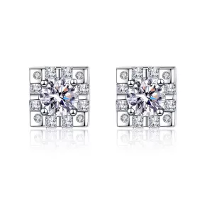 Square Four Claw Moissanite Earrings