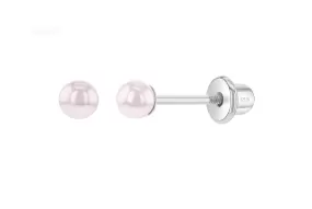 Sterling Silver 2.5mm Pale Pink Pearl Baby Children Screw Back Earrings